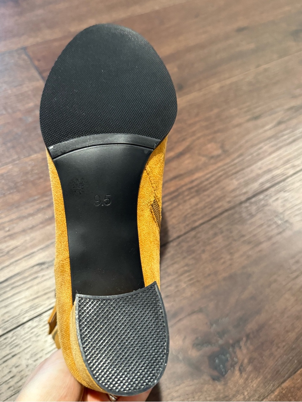 MOVINSTEPS Low Chunky Heel Suede Ankle Boot in Mustard - Picture 6 of 9